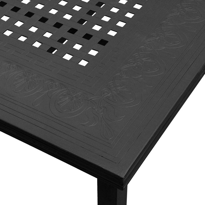 Ensemble de salle à manger rectangulaire en aluminium pour 8 personnes de 95 po Shalissa, Noir