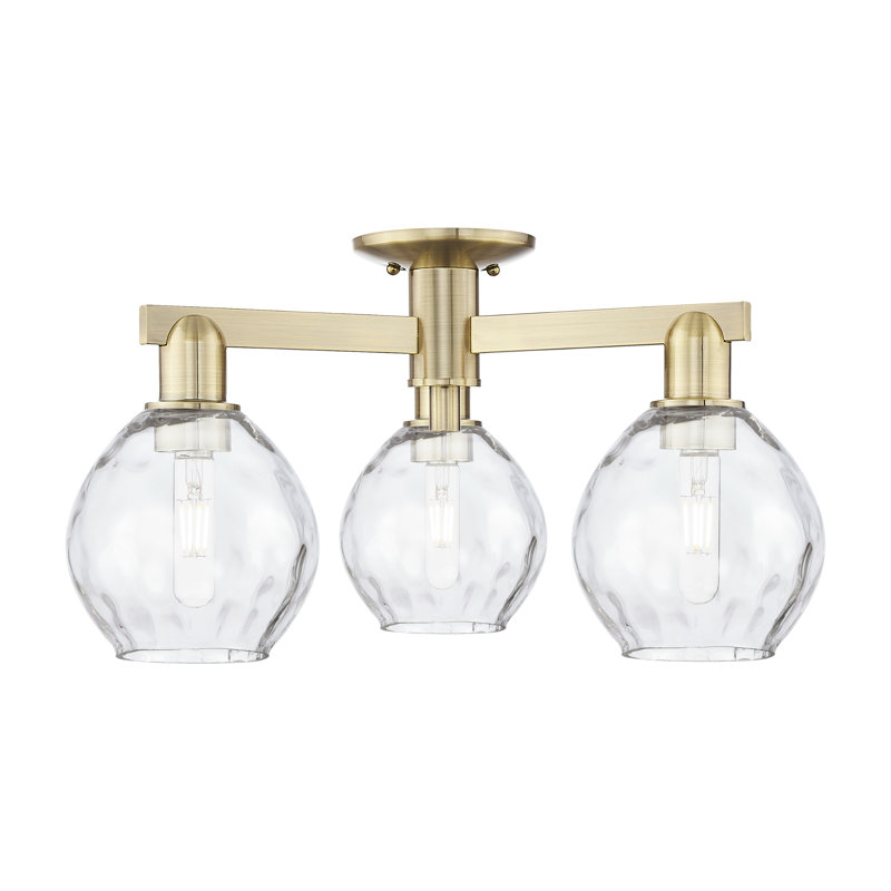 Arcadia - Dexter - 3 Light Semi-Flush Mount, Antique Brass