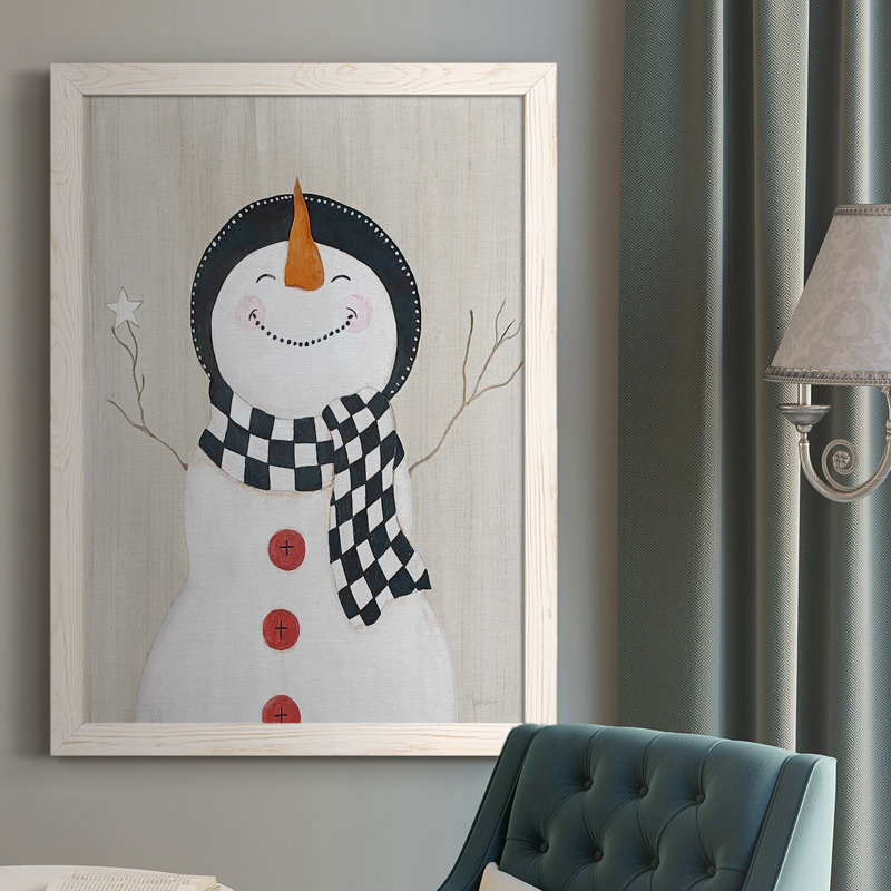 «Hadari Festive Snowman II», reproduction d'art sur toile, Blanc, H 37,5 po x l 27,5 po x P 1 po