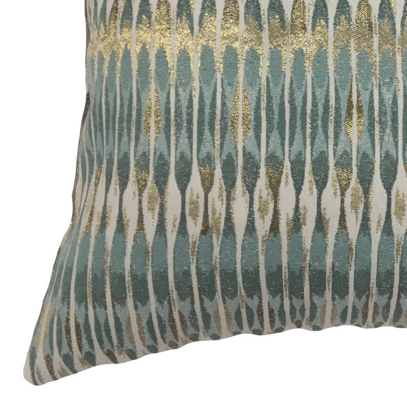 Geometric Outdoor Reversible Throw Pillow, 18" x 18", Turquoise