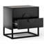 Black Fluted Bedside Drawer Cabinet 48cm Wide Chest of 2 Drawers