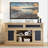 Embossed Pattern TV Stand, TV and Media Console with Open and Closed Storage Space and sliding door-1777191508