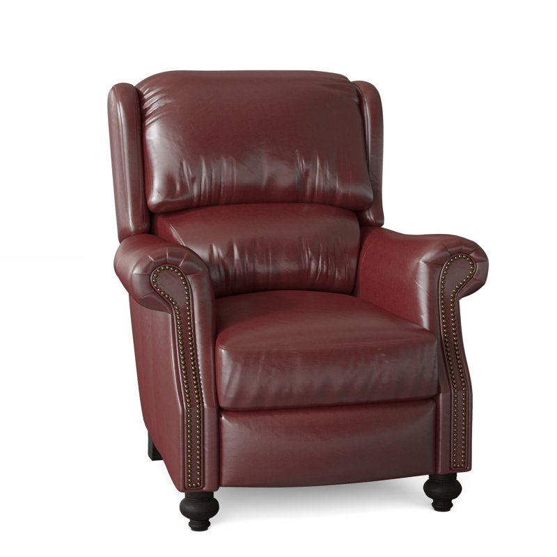 Bancroft Recliner, Aline Fumo Genuine Leather, Cobblestone, French Natural