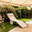 Fauteuil de bronzage inclinable d'extérieur, chaise longue pliante rembourrée, avec appui-tête pour la plage, la cour, le patio, la piscine