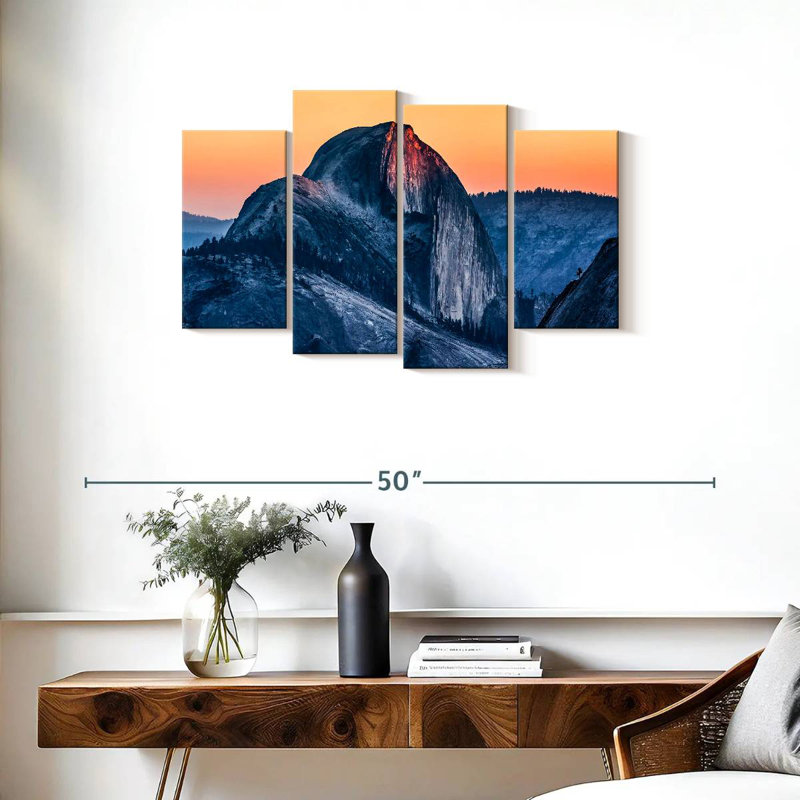 Paysage de montagne en demi-dôme, H 22 po x l 36 po
