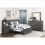 Cadre de lit simple classique en stratifié de bois mélaminé brun classique pour chambre à coucher résidentielle, design moderne à deux tons avec accent argent antique