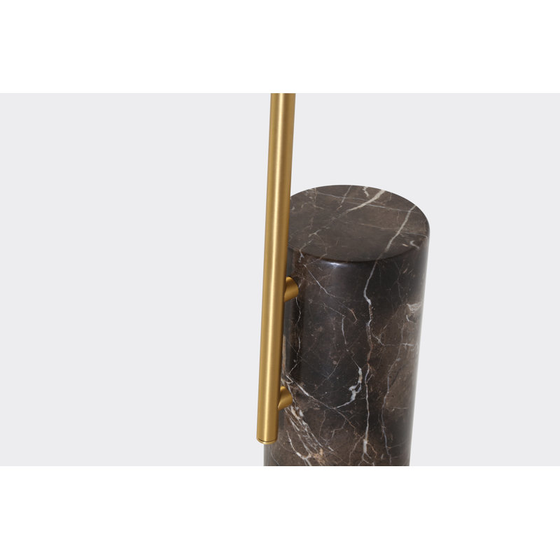 Butler Abstract End Table, Brown , Brass