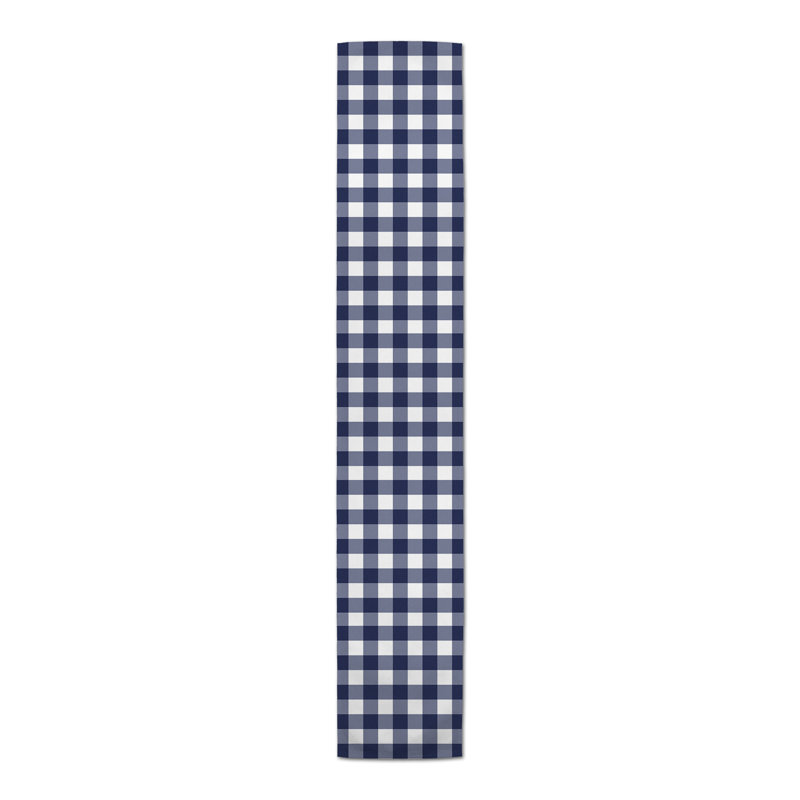 Cadejuste Rectangle Gingham Polyester Table Runner, 16" D x 72" L, Blue