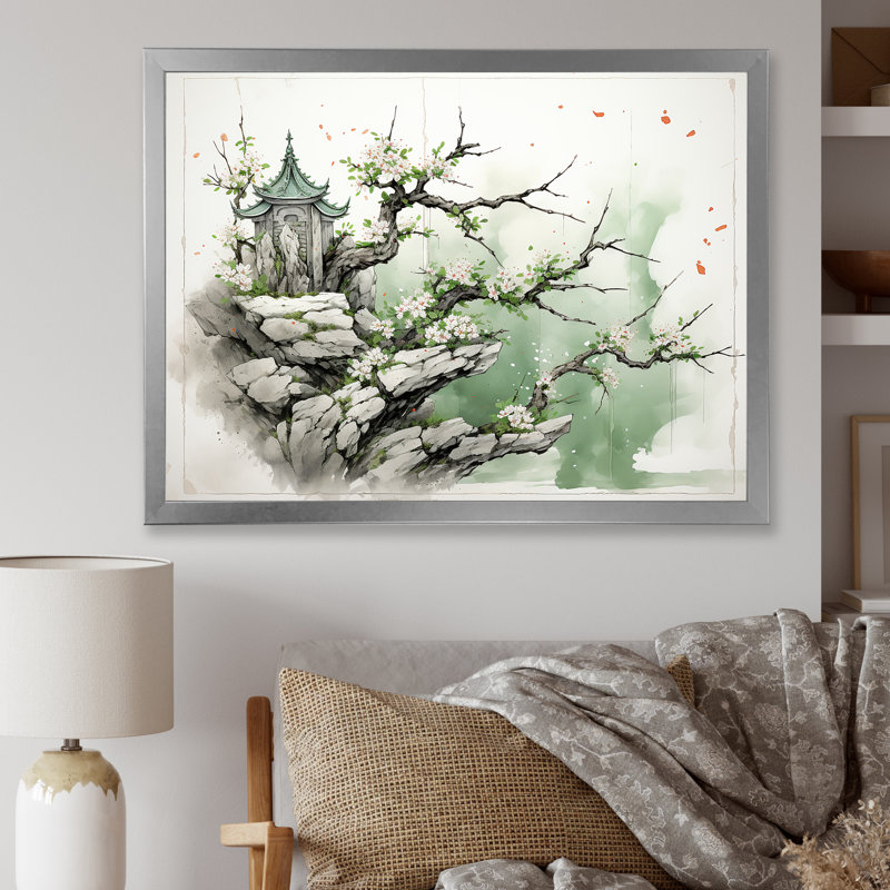 Gloomy Horizon Landscape Blooms - Art mural paysage, Cadre de coin argenté fermé, H 12 po x l 20 po x P 1 po