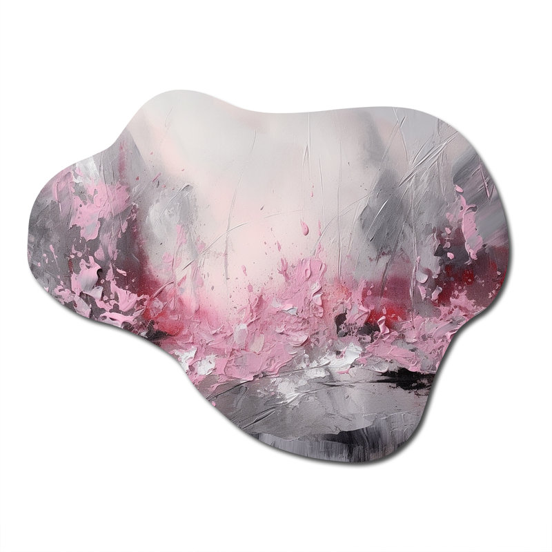 Evolving Shapes In Pink Marble V - Geometric Asymmetrical Metal Wall Art, Pink Cloud Metal Art Print, 27" H x 35" W x 1" D