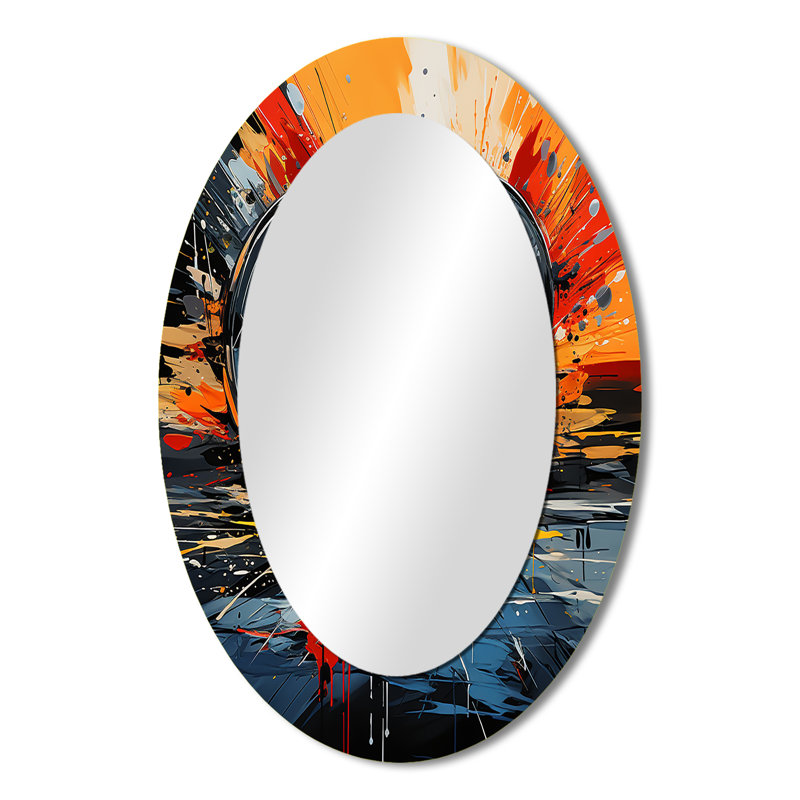 Décoration rétro en vinyle musique Serenade II - miroir ovale bleu, H 36 po x l 24 po