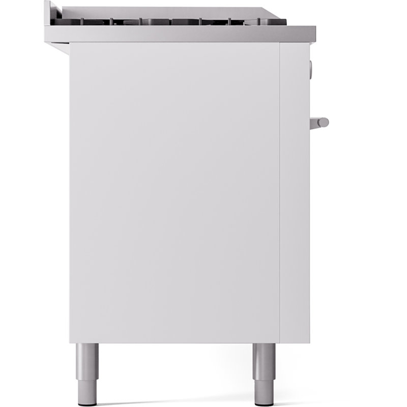 ILVE Professional Plus II 60 in Dual Fuel Range 7 Burner, Griddle, Frenchtop, Liquid Propane, White/Stainless Steel