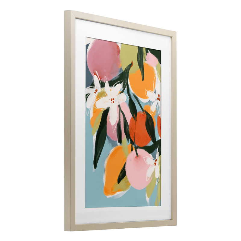 Reproduction sous verre encadrée de fruits fruités, conception par 1x, Cadre de récolte en pin, H 23 po x l 17 po