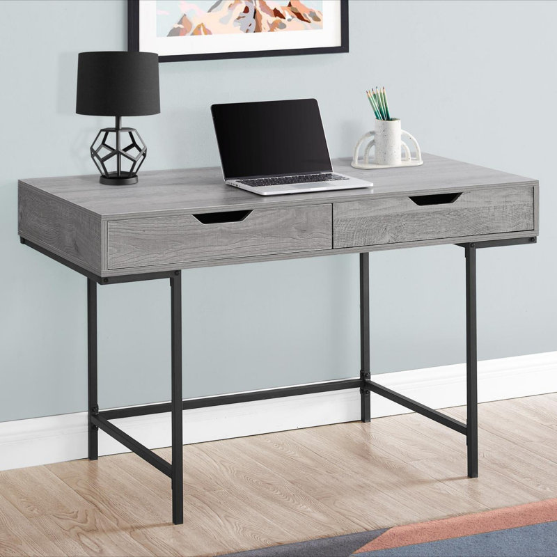Modern Minimalist Computer Desk, White/Black
