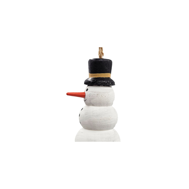 Snowman Icicle Ornament  Set of 12  1.5" x 1.5" x 7''  White/Black