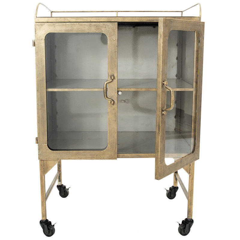 Murchison Glass Bar Cart, Brushed Gold