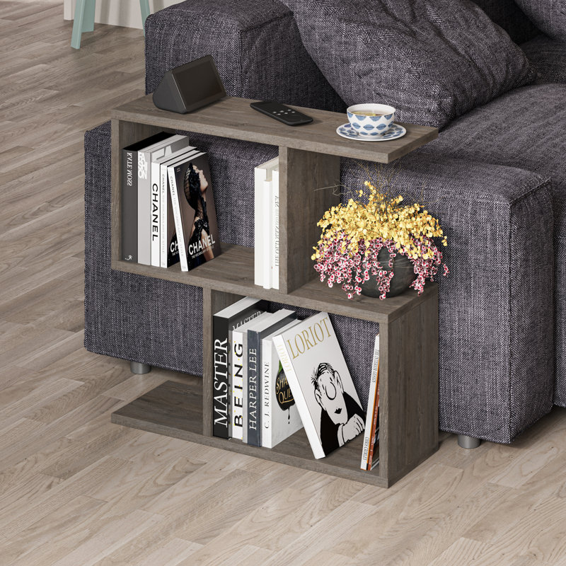 Barbara Side Table Modern 2-Tier Design with Storage Compartments, Dark Coffee