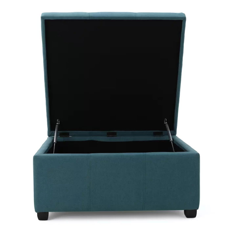 Jamil Upholstered Ottoman, Teal Polyester Blend