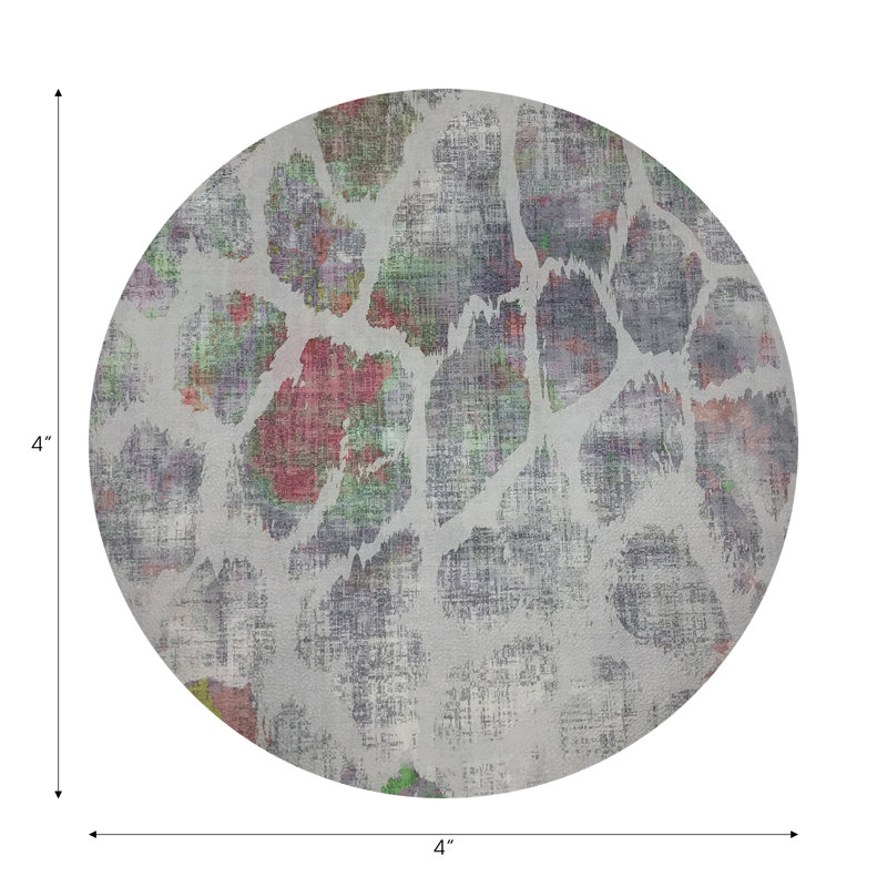 Giraffe Holiday Vegan Leather Round Coasters, Holiday