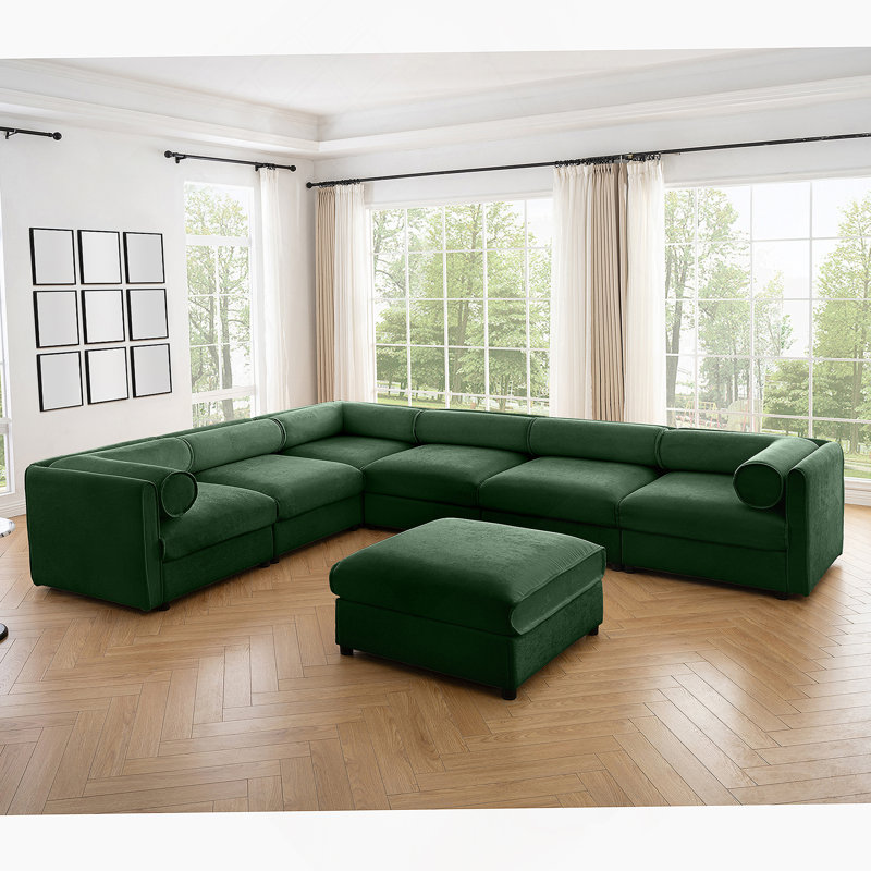 Canapé modulaire confortable avec rangement et conception ergonomique pour le salon, Vert