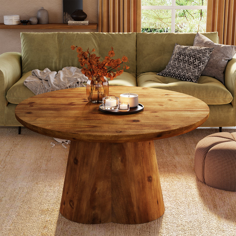 Solid Wood Pedestal Coffee Table