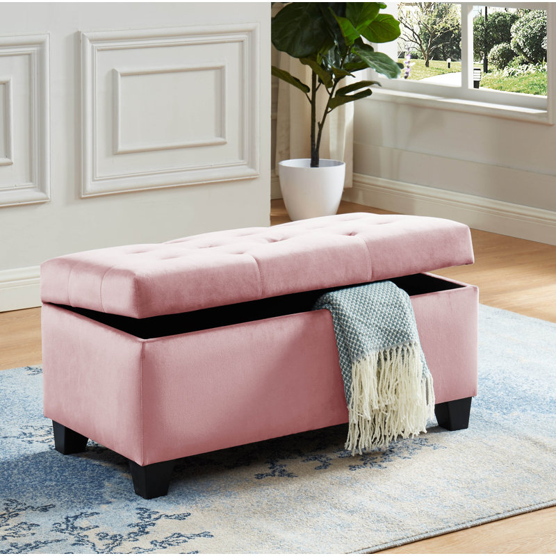 Carmelita Velvet Ottoman, Pink