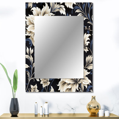 Berlanga bleu foncé fleur beige damassé Breeze