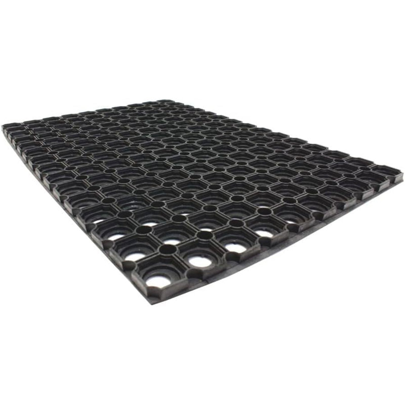 MantraRaj Rubber Ring Heavy Duty Outdoor Entrance Door Mat Honeycomb With Drainage Holes Black