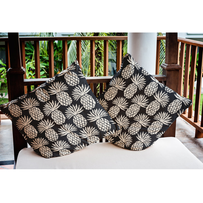 Coussin Botanical Blooms, 18 po x 18 po, Bleu requin