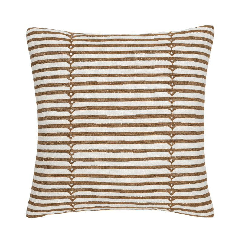 Luxe Square Indoor/Outdoor Pillow Cover & Insert, 22"H x 22"W, Striped 1, Caramel
