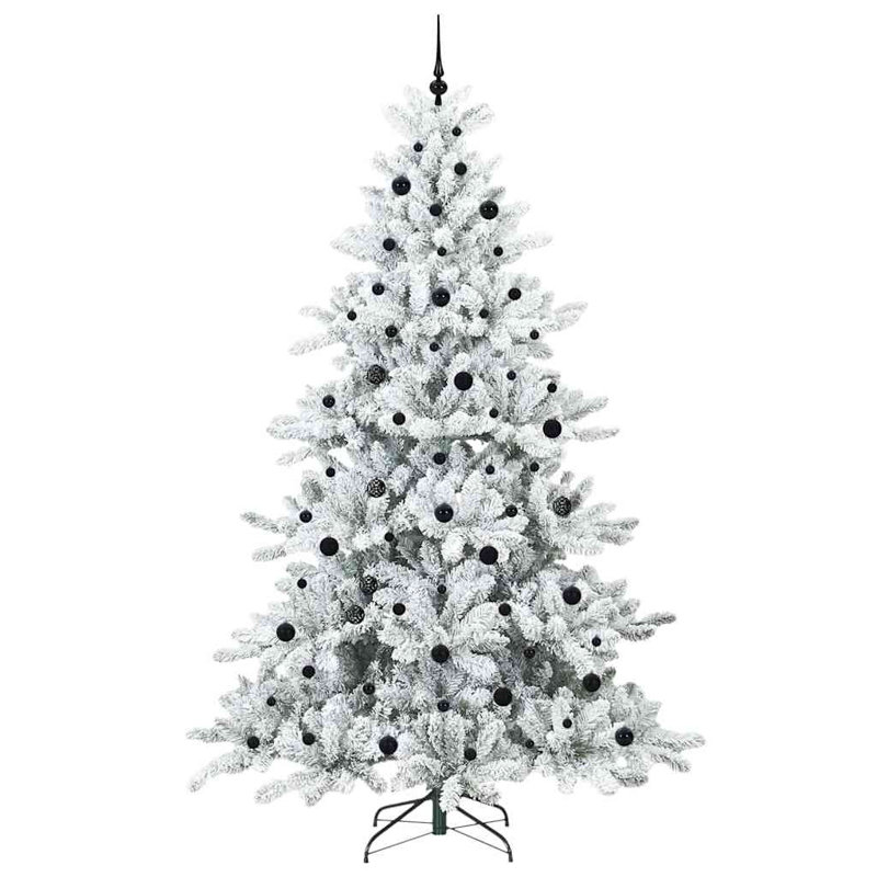 Artificial Hinged Christmas Tree with 300 LEDs, 7.87' H, White/Black