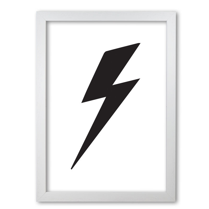 Lightning Bolt - Print, White Grain Frame, 60 cm H x 42 cm W x 5 cm D