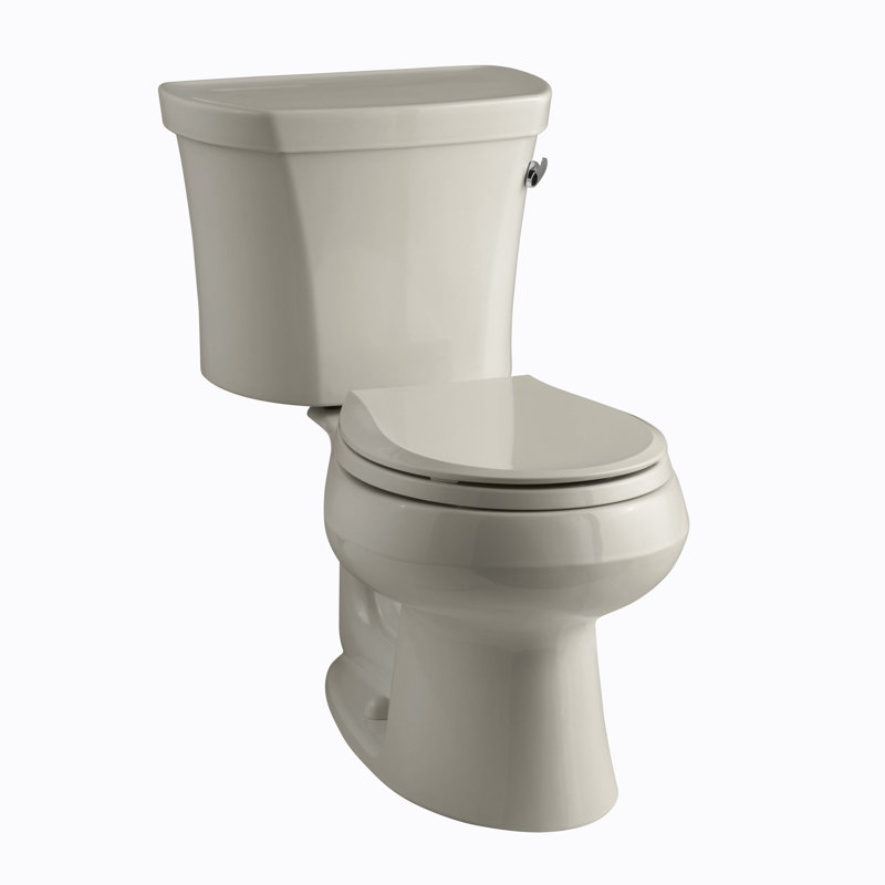 Wellworth 1.28 GPF Water Efficient Round Two-Piece toilet (Seat Not Included), Sandbar, Left-Hand