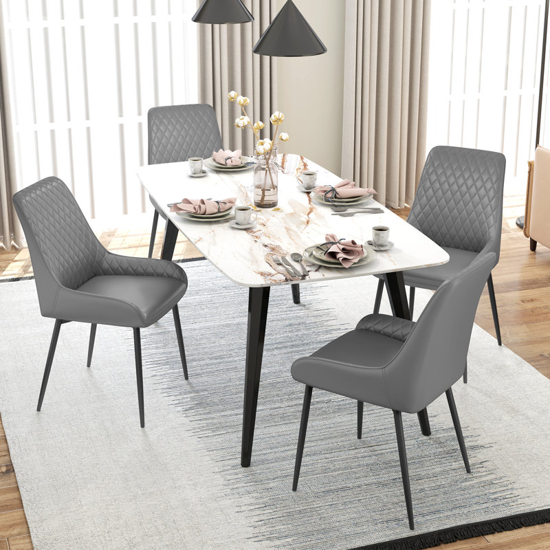 Pattaya 48.5cm H Tufted Upholstered Metal Armchair in Grey