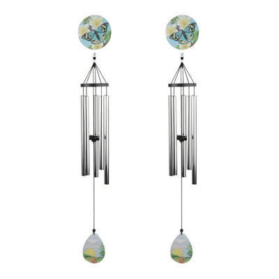 Ensemble de 2 cadeaux ICE ARMOUR 37 po, long carillon en verre, carillon de vent, statue, sculpture, ornement, décoration, maison, chambre, jardin, pendaison de crémaillère, fêtes, spécial Noël