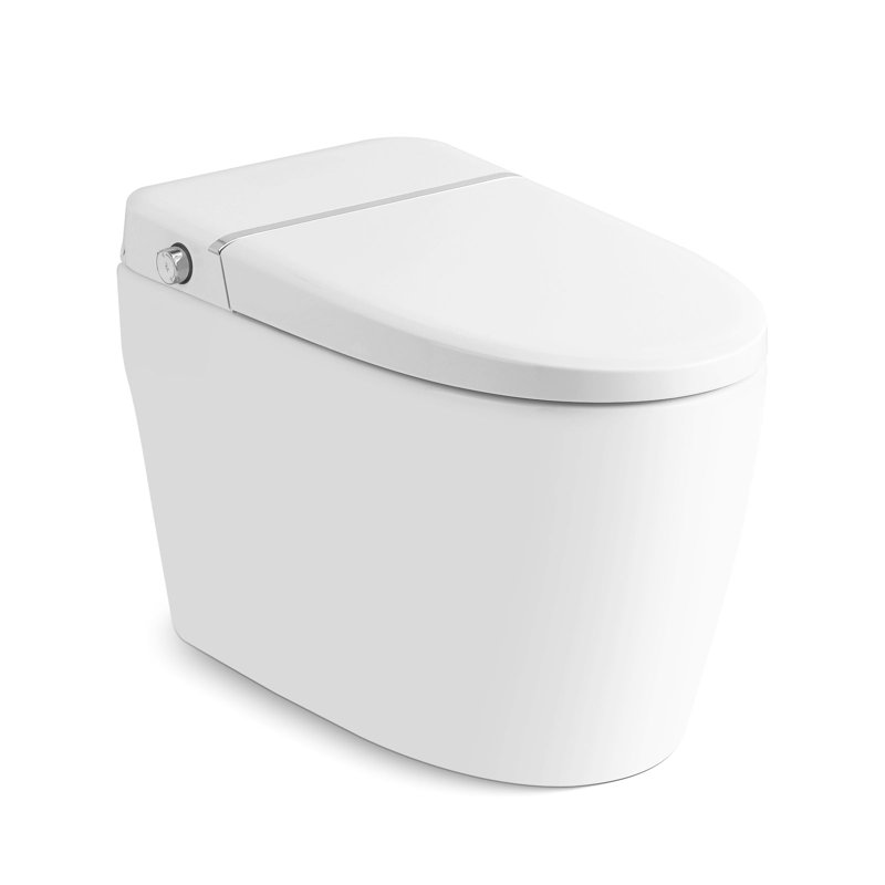 Smart Toilet With Foot Sensor Flip Cover & Seat, Heated Seat, Warm Air Dryer, Self-Cleaning Nozzle, Bidet
