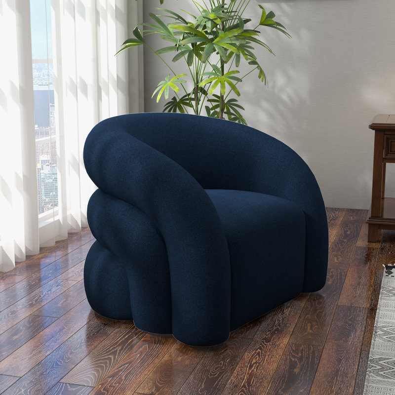 Fauteuil demi-tonneau pivotant rembourré Coyle, Polyester marine, 1