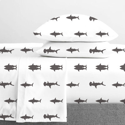 Ensemble de draps en flanelle 100% coton 160 g / m² Swartwood Sharks - brossé, doux et confortable pour un confort toutes saisons