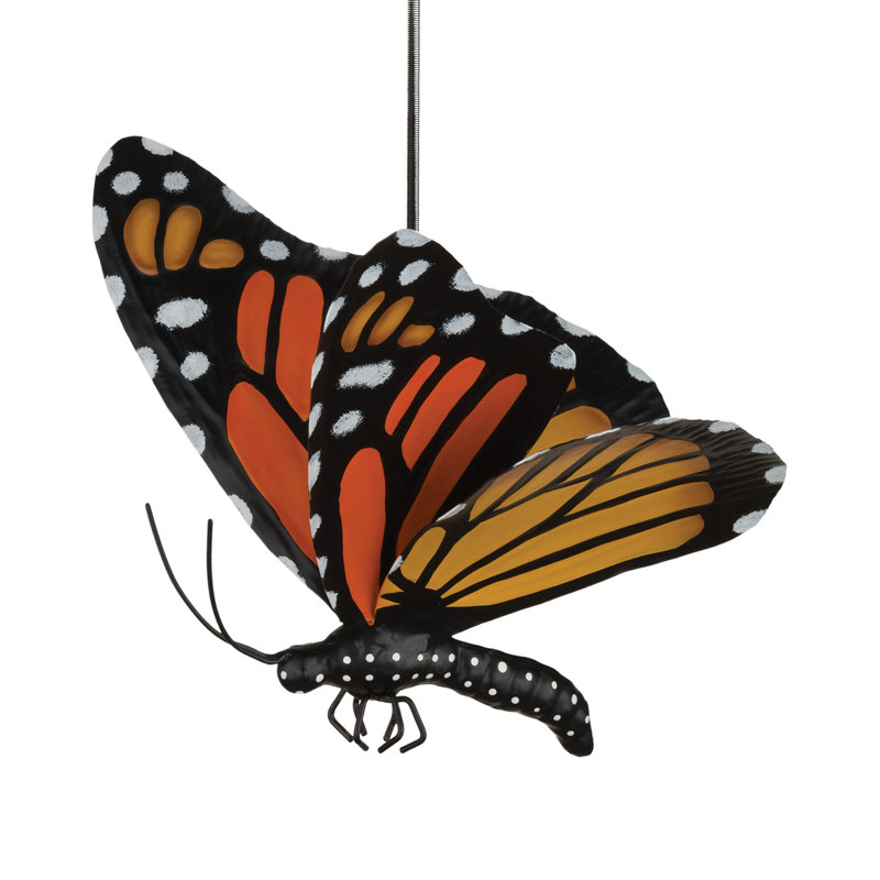 Ornement en forme de papillon suspendu en métal avec effet de rebond printanier et finition multicolore résistante aux intempéries