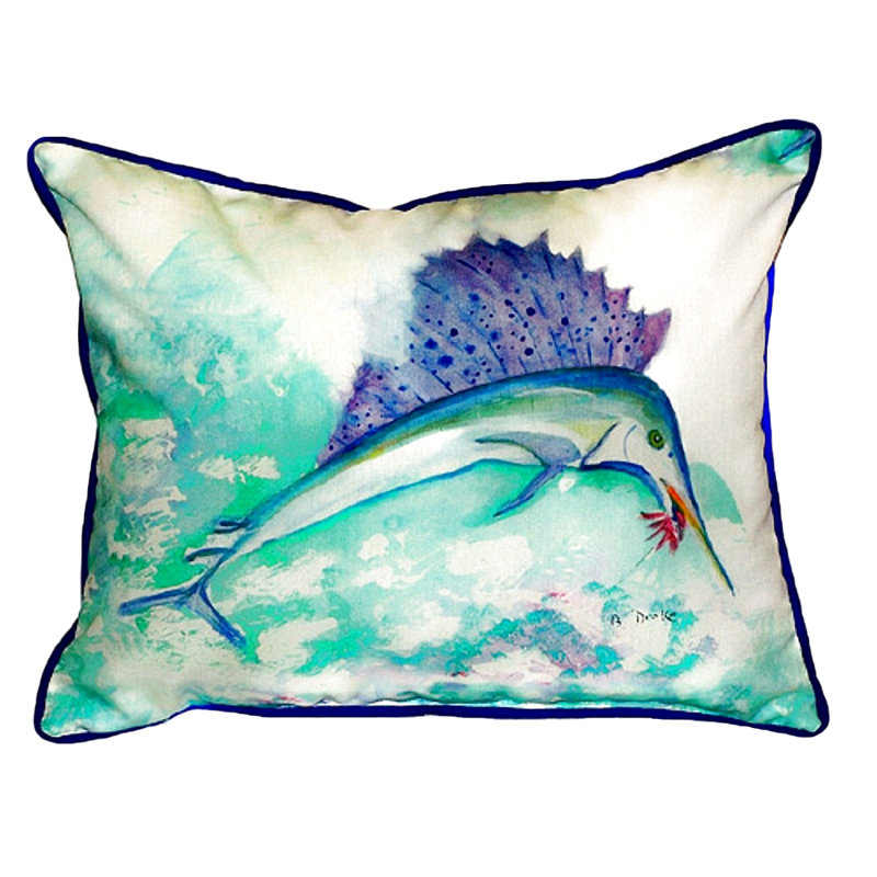 Sailfish Outdoor Reversible Throw Pillow