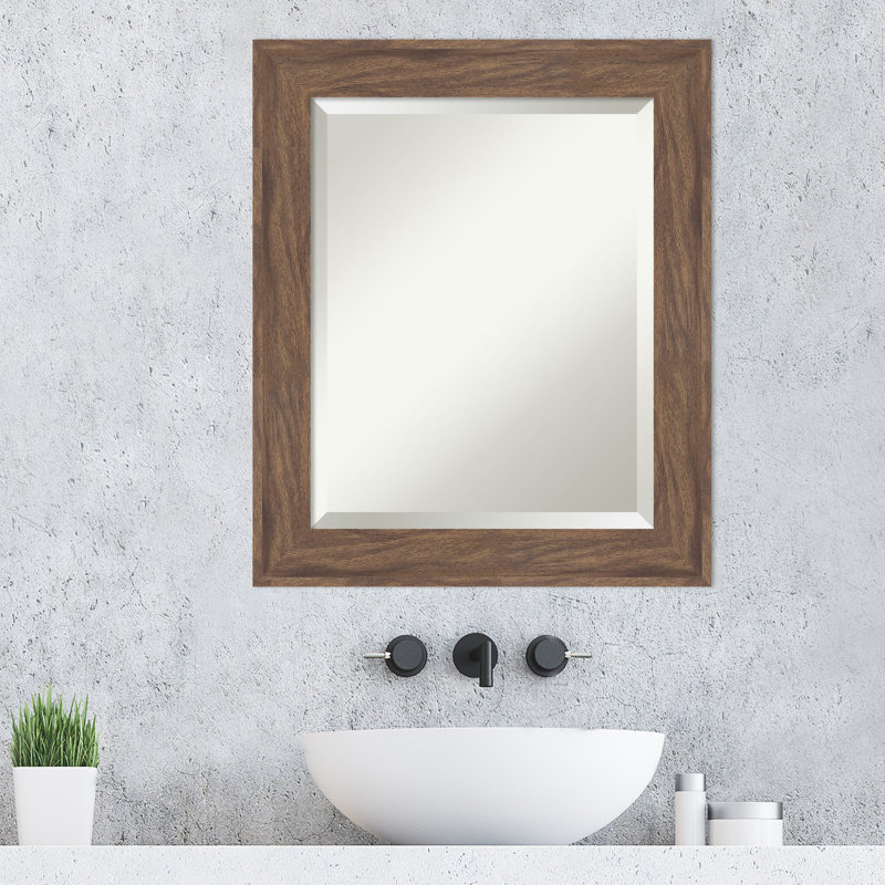 Miroir mural de salle de bain pâle à cadre biseauté pia, 24,75 po x 24,75 po