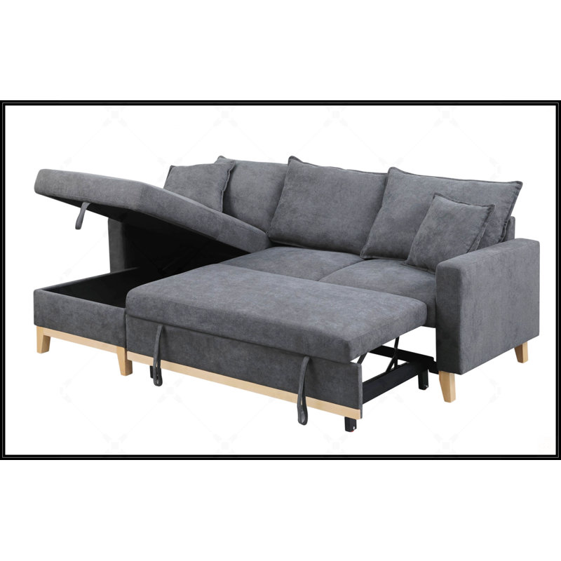 Canapé-lit modulaire réversible tissé gris foncé Cosimo 84,25 W avec rangement spacieux et lit gigogne confortable