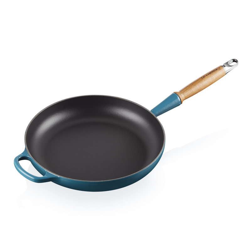 Le Creuset Signature Cast Iron Frying Pan with Wooden Handle, 28cm/2.8L, Satin Black