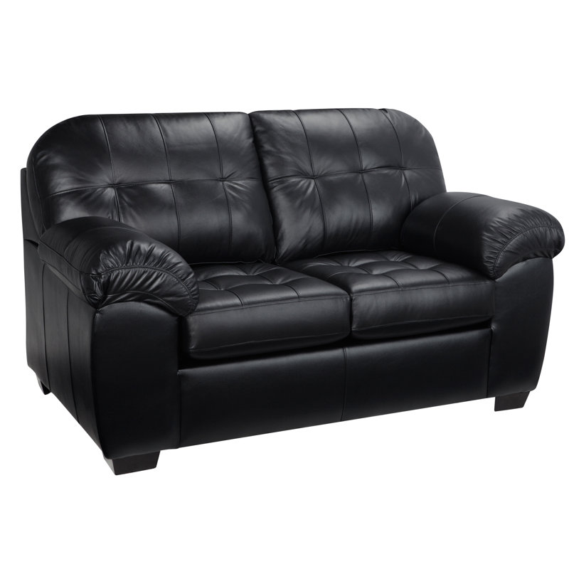 Bellamy 66.5'' Leather Loveseat, Black Genuine Leather