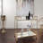 Craner Metal and Glass Two-Tier Bar Cart with Decorative Frame and Rolling Casters for Stylish Serving and Storage
