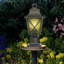 Lampadaire d'extérieur, lanterne à mât noir avec base de quai câblée, lampadaire extérieur avec lampadaire et verre pour chemin de patio de jardin