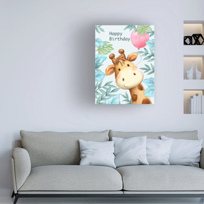 Bolog MAKIKO Giraffe Birthday Canvas Art
