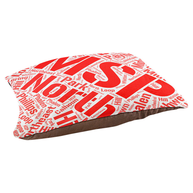 Coussin de chien « districts », Minneapolis – Saint Paul, Moyen (H 9,5 po x l 28 po x P 18 po), Rouge