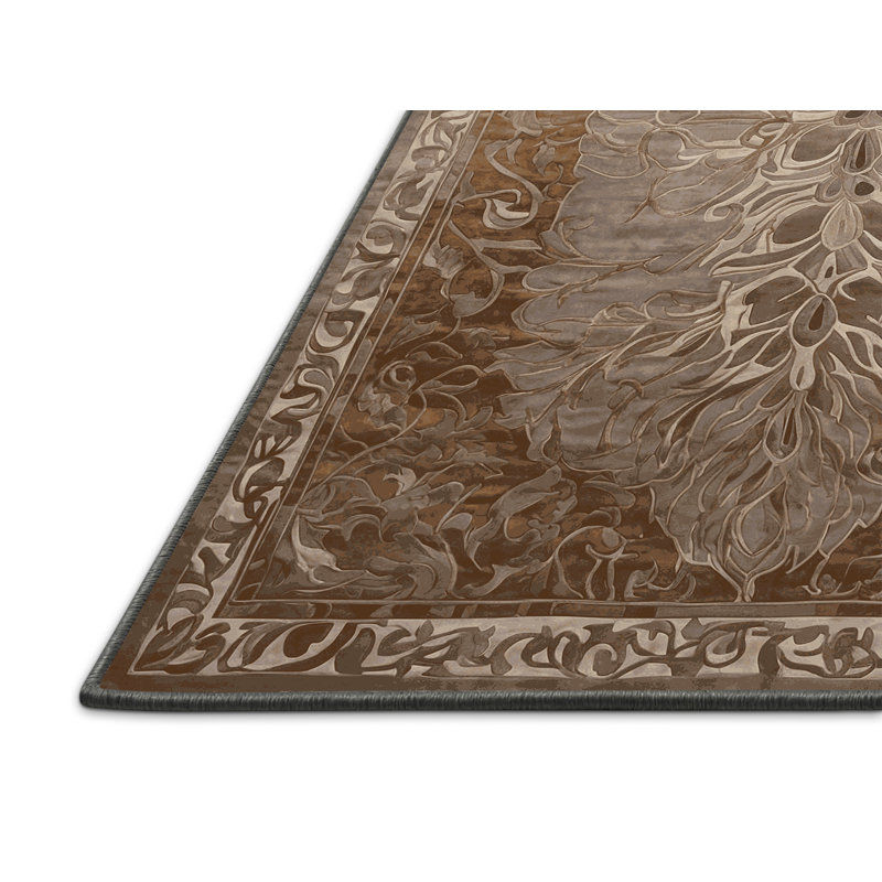 Tapis gris soyeux et moelleux, Rectangulaire 3 pi x 5 pi
