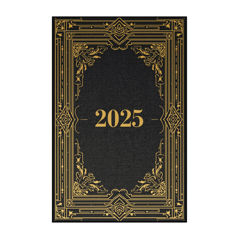 Machine Washable Torresdale New Years Modern & Contemporary Abstract Rug in Black – Black Binding, 6x9